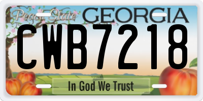 GA license plate CWB7218