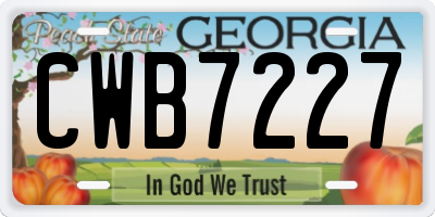 GA license plate CWB7227