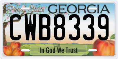 GA license plate CWB8339