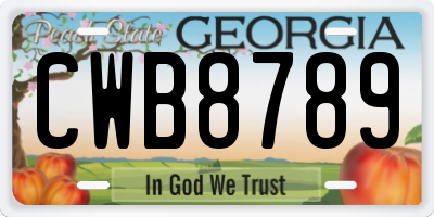 GA license plate CWB8789