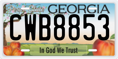 GA license plate CWB8853
