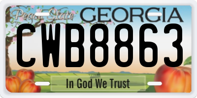 GA license plate CWB8863