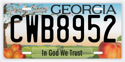 GA license plate CWB8952