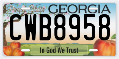 GA license plate CWB8958