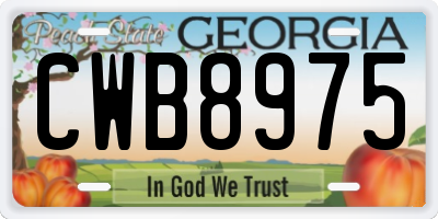 GA license plate CWB8975