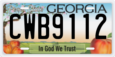 GA license plate CWB9112