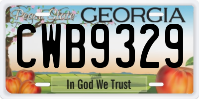 GA license plate CWB9329