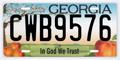 GA license plate CWB9576