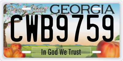 GA license plate CWB9759