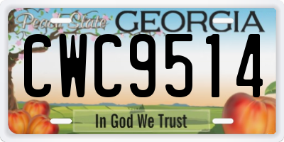 GA license plate CWC9514