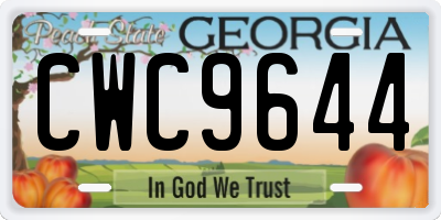 GA license plate CWC9644