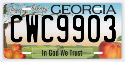 GA license plate CWC9903