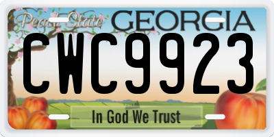 GA license plate CWC9923