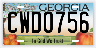 GA license plate CWD0756