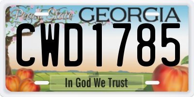 GA license plate CWD1785