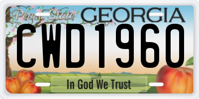 GA license plate CWD1960