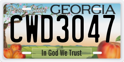 GA license plate CWD3047