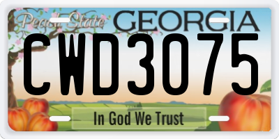 GA license plate CWD3075