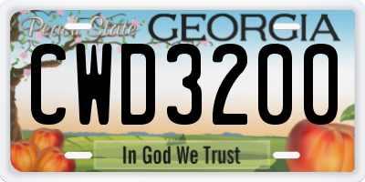 GA license plate CWD3200