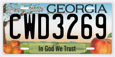 GA license plate CWD3269