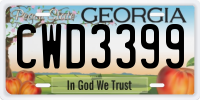 GA license plate CWD3399
