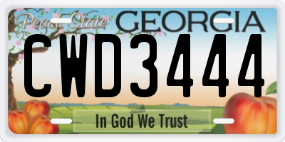 GA license plate CWD3444