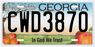 GA license plate CWD3870