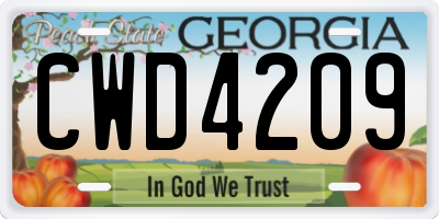 GA license plate CWD4209