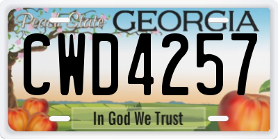 GA license plate CWD4257