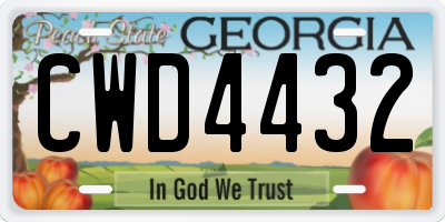 GA license plate CWD4432