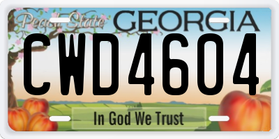 GA license plate CWD4604