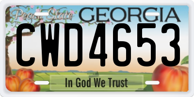 GA license plate CWD4653