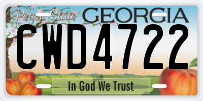 GA license plate CWD4722