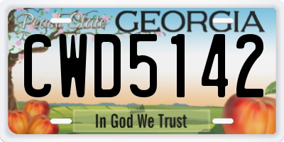GA license plate CWD5142