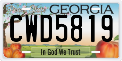 GA license plate CWD5819