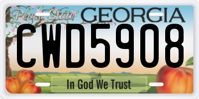 GA license plate CWD5908
