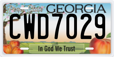 GA license plate CWD7029