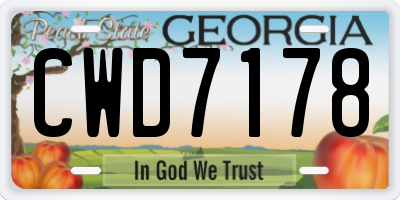 GA license plate CWD7178