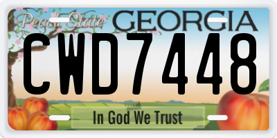 GA license plate CWD7448