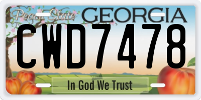 GA license plate CWD7478