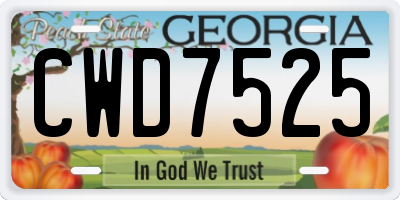 GA license plate CWD7525