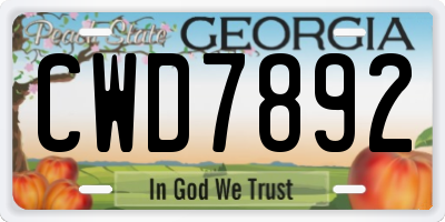 GA license plate CWD7892