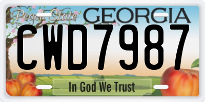 GA license plate CWD7987