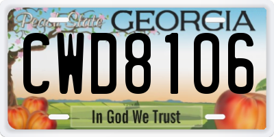 GA license plate CWD8106
