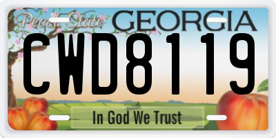 GA license plate CWD8119