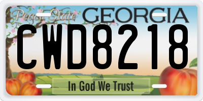 GA license plate CWD8218
