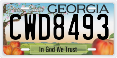 GA license plate CWD8493