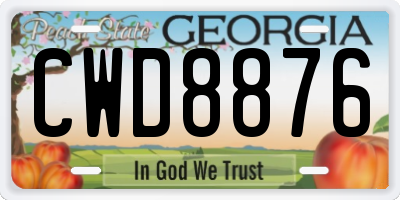 GA license plate CWD8876