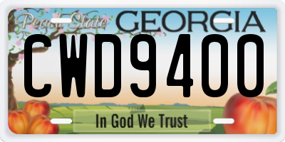 GA license plate CWD9400