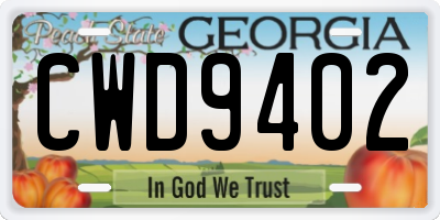 GA license plate CWD9402
